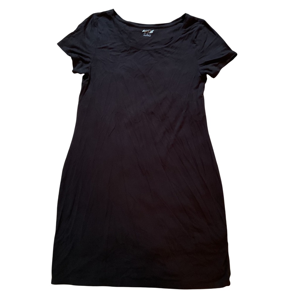Apt. 9 Womens Black Short Sleeve Scoop Neck T-Shirt Mini Dress Size Medium